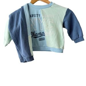 Kids Varsity NYC Sweatshirt & Joggers Blue and Mint